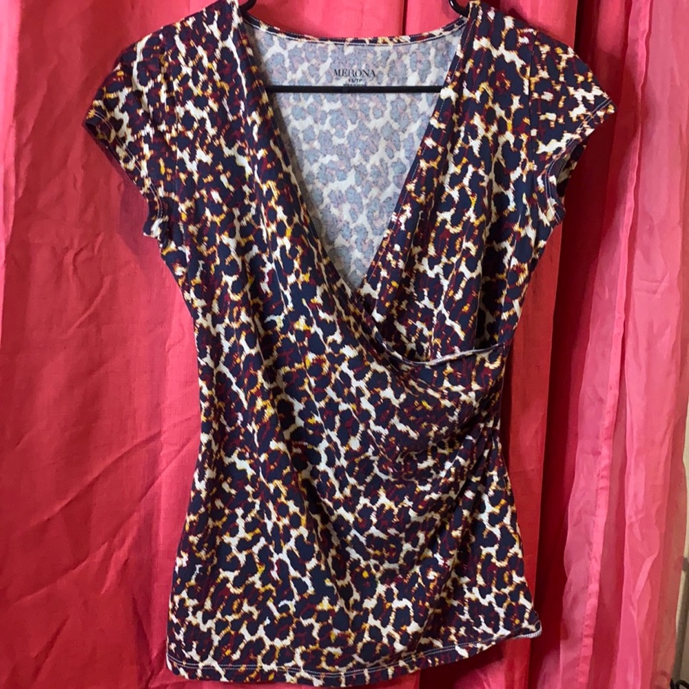 Cheetah print shirt brand Merona size XS/TP